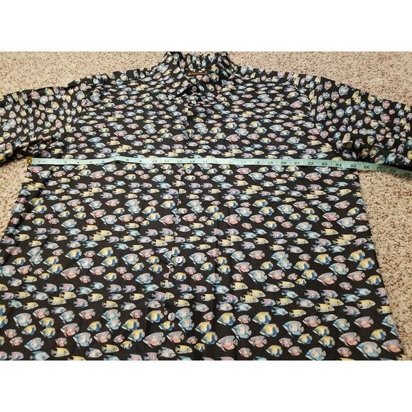 Tori Richard Men's L Hawaii Cotton Lawn Shirt All Over Fish Print Short Sleeves - Picture 4 of 10